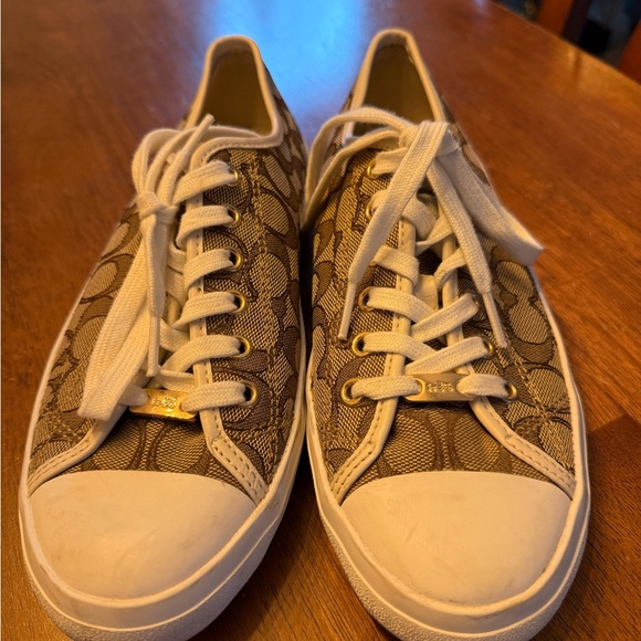 Coach Shoes - Coach Brown Signature Canvas Low Top Sneakers